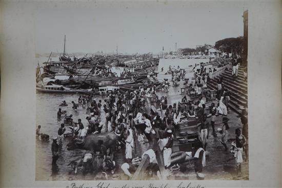 A late Victorian album of photographic views of India, each 8.25 x 10.75in.
